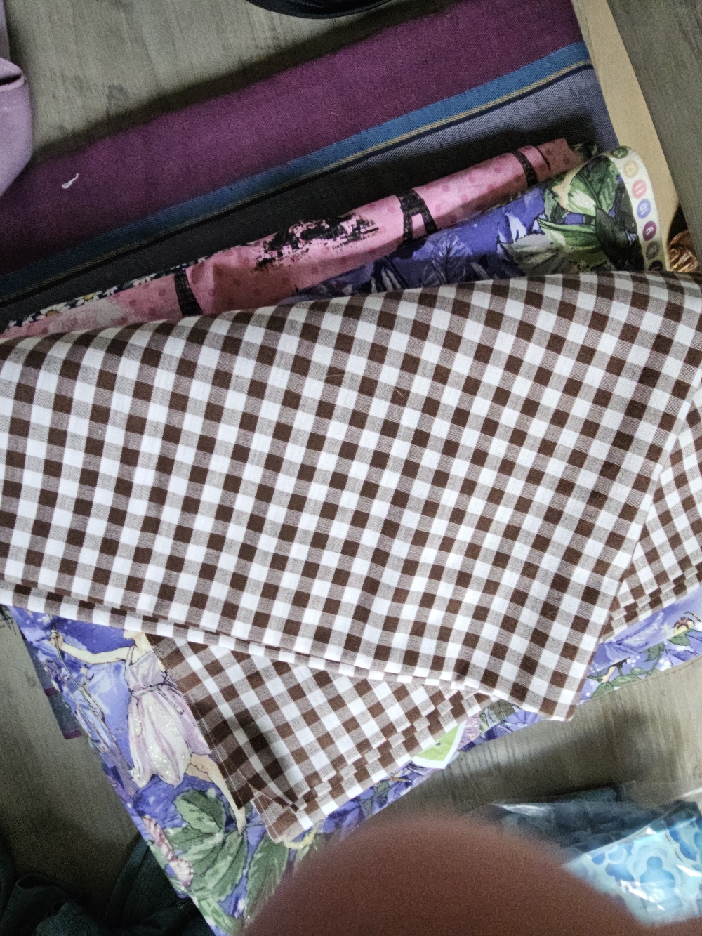 Brown and White Gingham Fabric 1 3/8 Yards by 44 Inches Wide Quarter Inch Scale - Picture 4 of 6